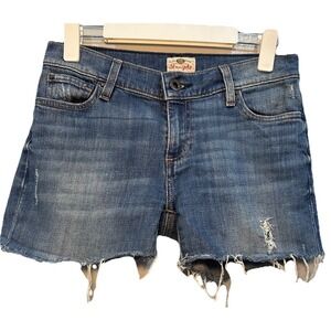 Vintage Fossil Denim Shorts Women's Size 27 Blue Denim Y2K Distressed 5 Pockets